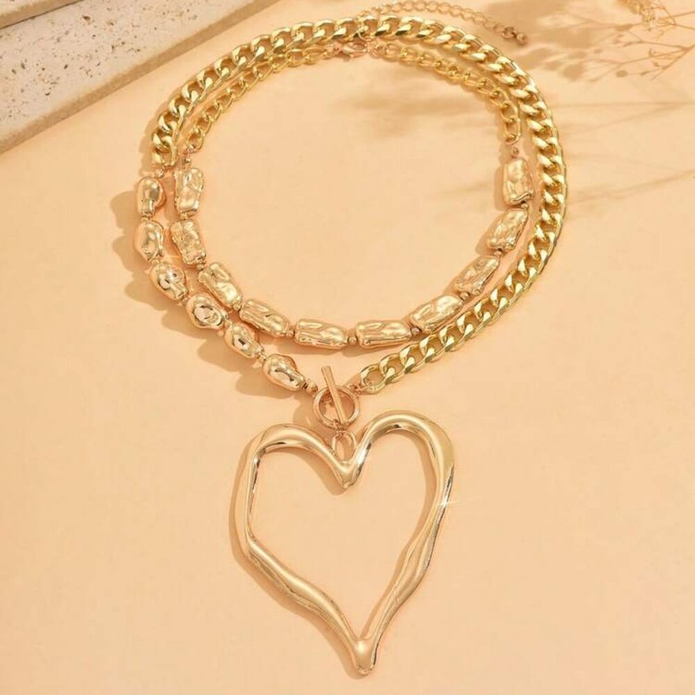Vintage Inspired large Heart 2 Piece Necklace NWT!!!!!!! - Picture 2 of 2